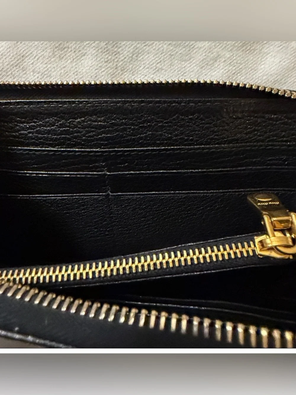 Miu Miu Black Leather Zip Around Wallet | Authentic Certificate of Authenticity
